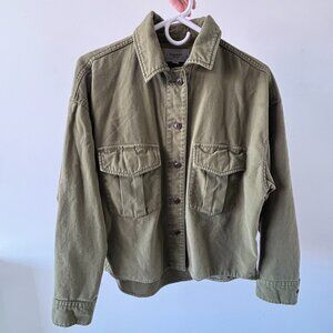 Moussy Vintage cropped olive green utility jacket